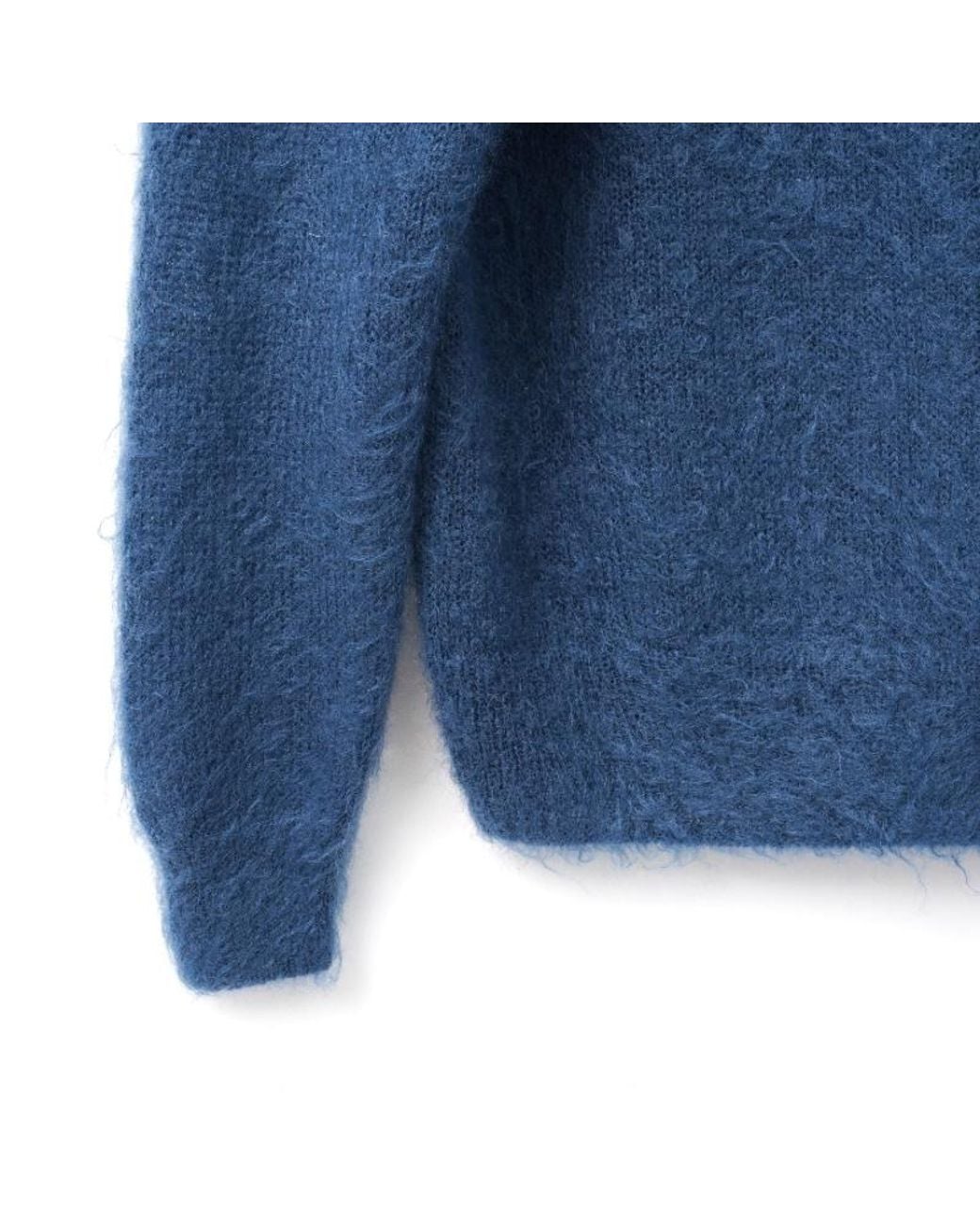 Auralee Blue Long-Sleeved Crew-Neck Sweater for men