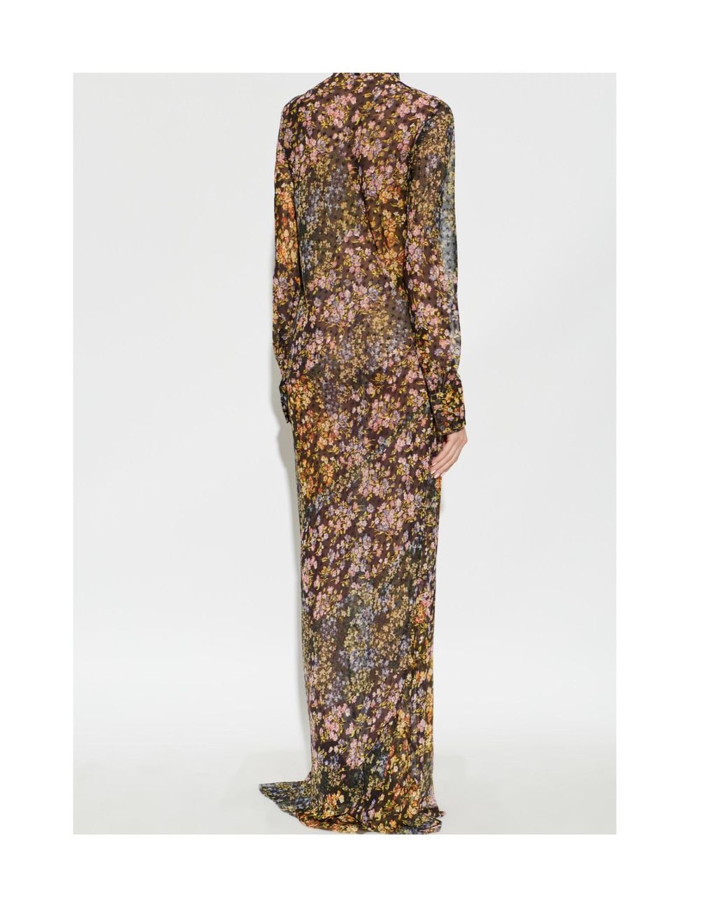 Dries Van Noten Natural Dalima Floral Printed Midi Dress
