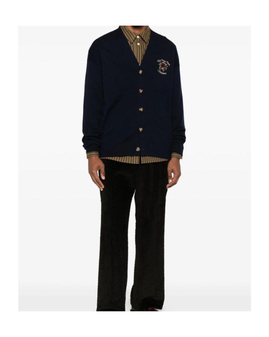 Drole de Monsieur Black Long Sleeve Knitted Cardigan for men