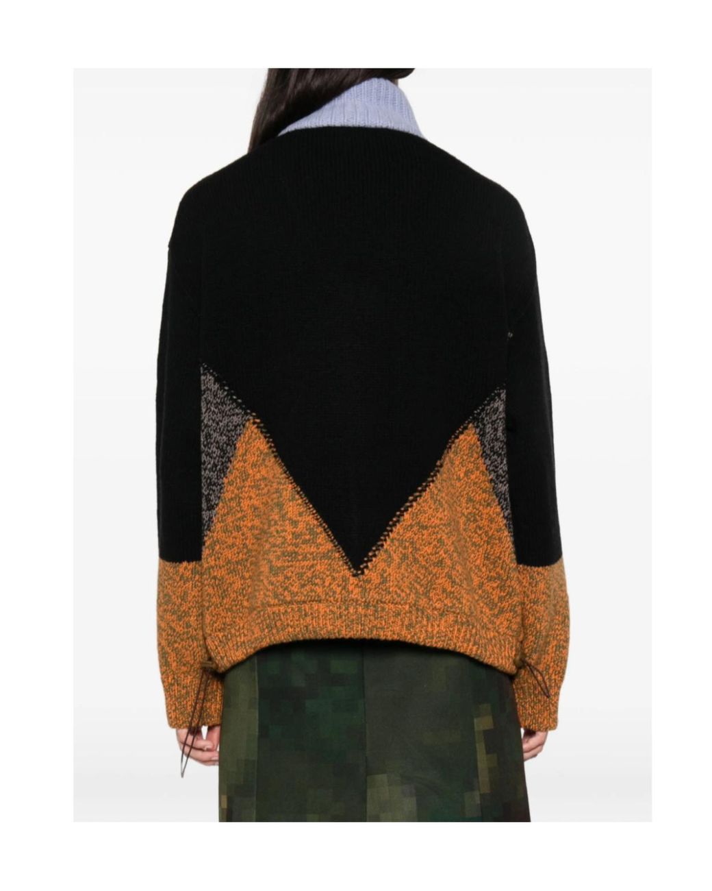 Marni Blue Colour-Block Intarsia-Knit Sweater