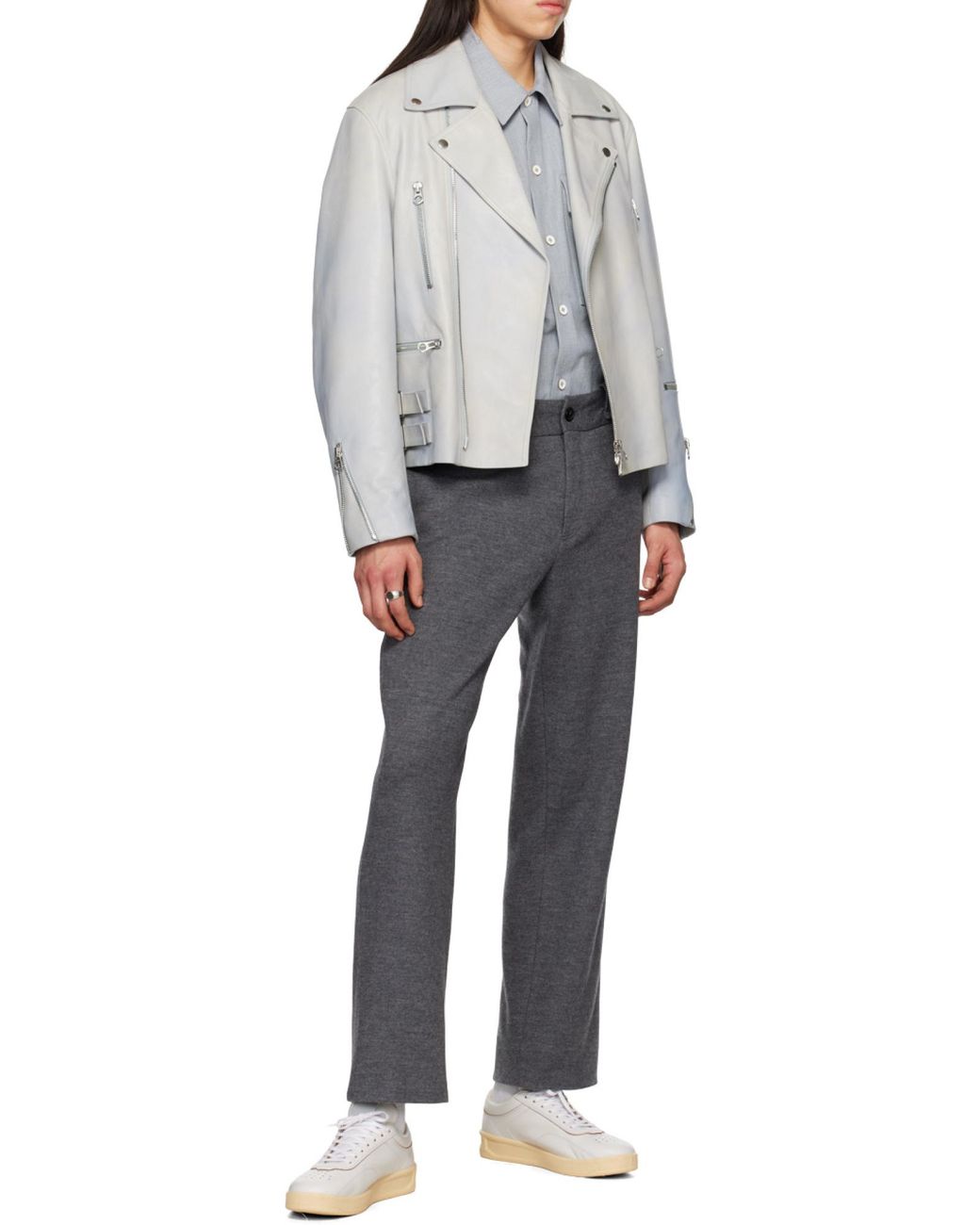 Jil Sander Gray Eldorado Zip Biker Jacket for men