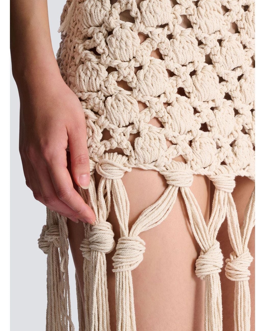 Balmain Natural Crochet Skirt