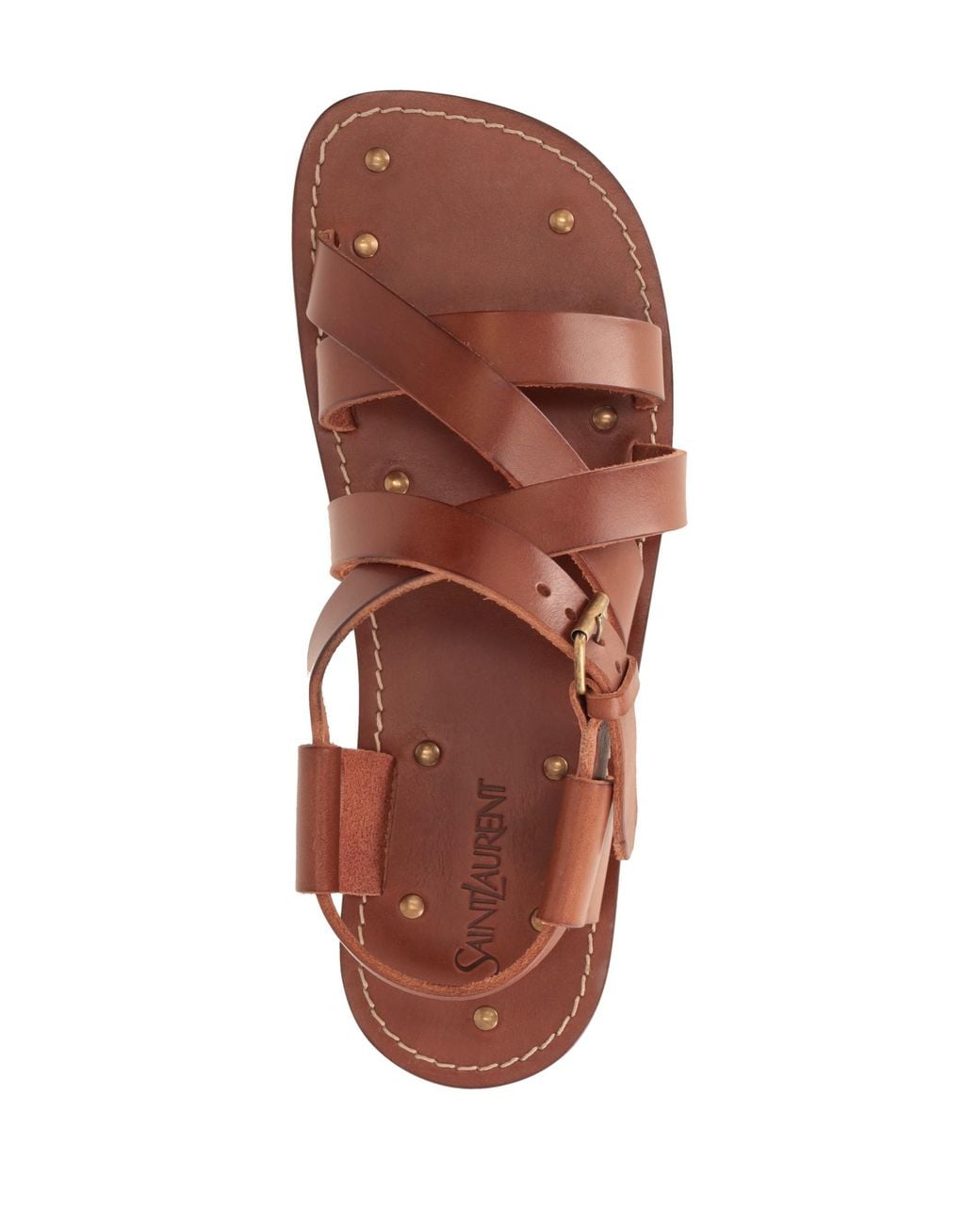 Saint Laurent Brown Cheever Buckle-Fastening Flat Sandals for men