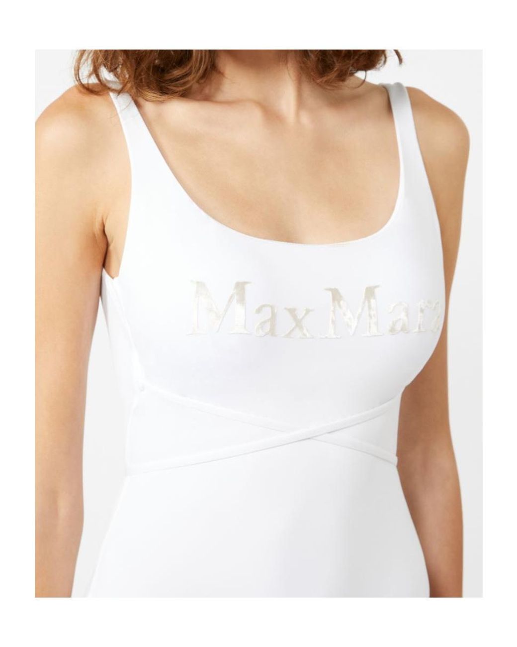 Max Mara White Bchcarisma Logo Printed One-Piece Swimsuit