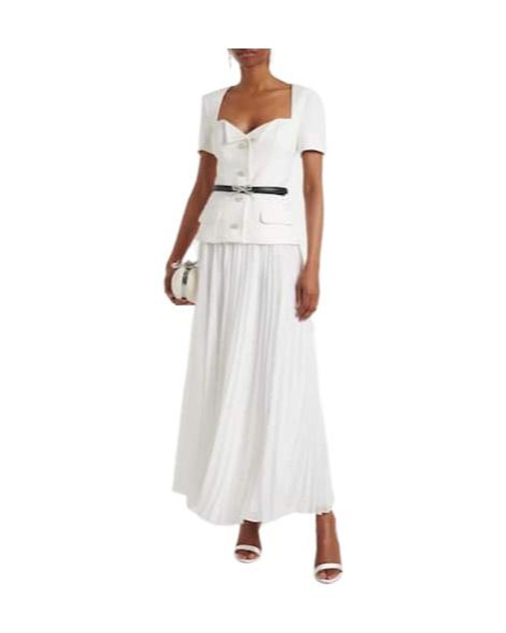 Self-Portrait White Square-Neck Short-Sleeve Top Paired
