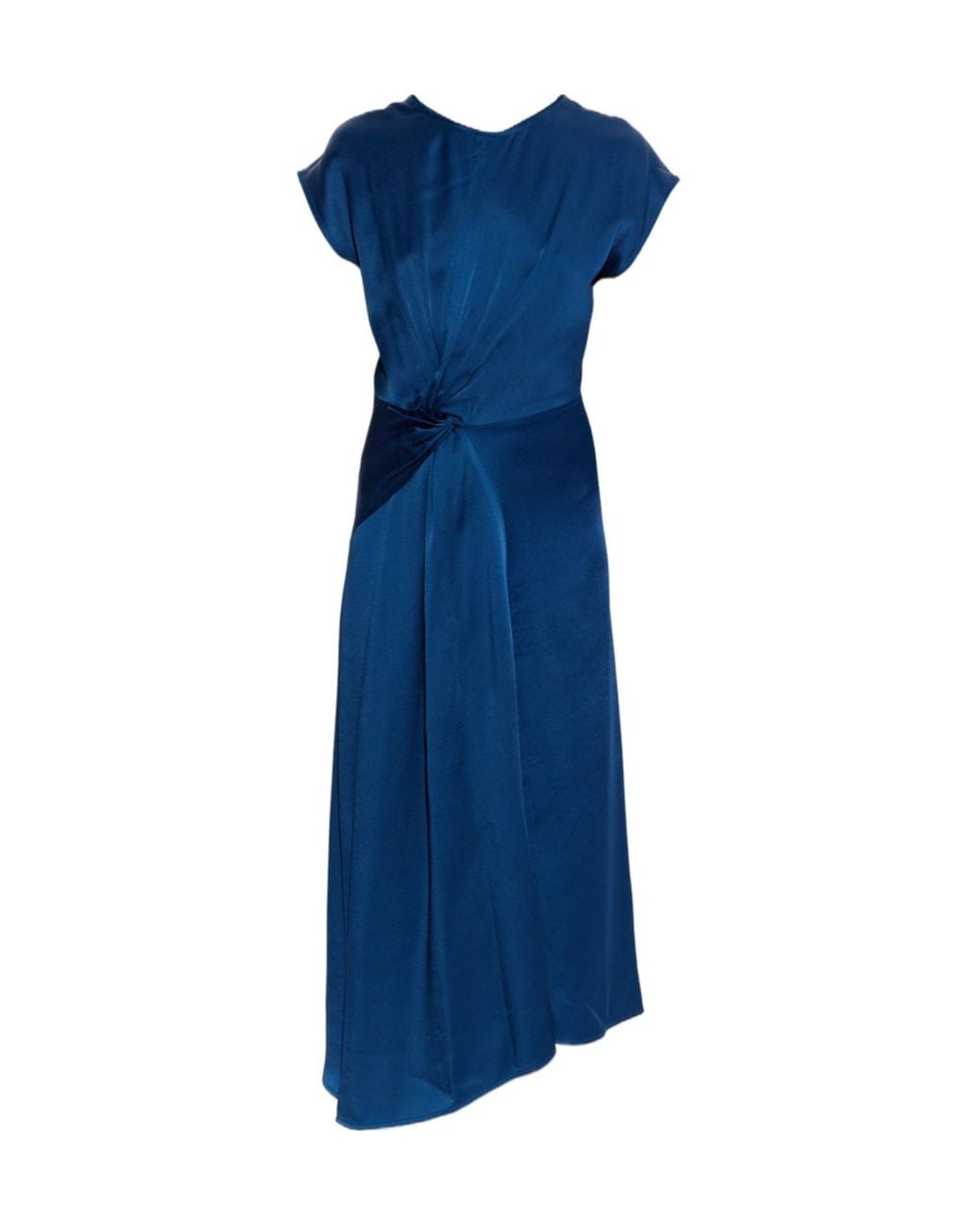 Victoria Beckham Blue Midi Aria Twist-Detail Dress