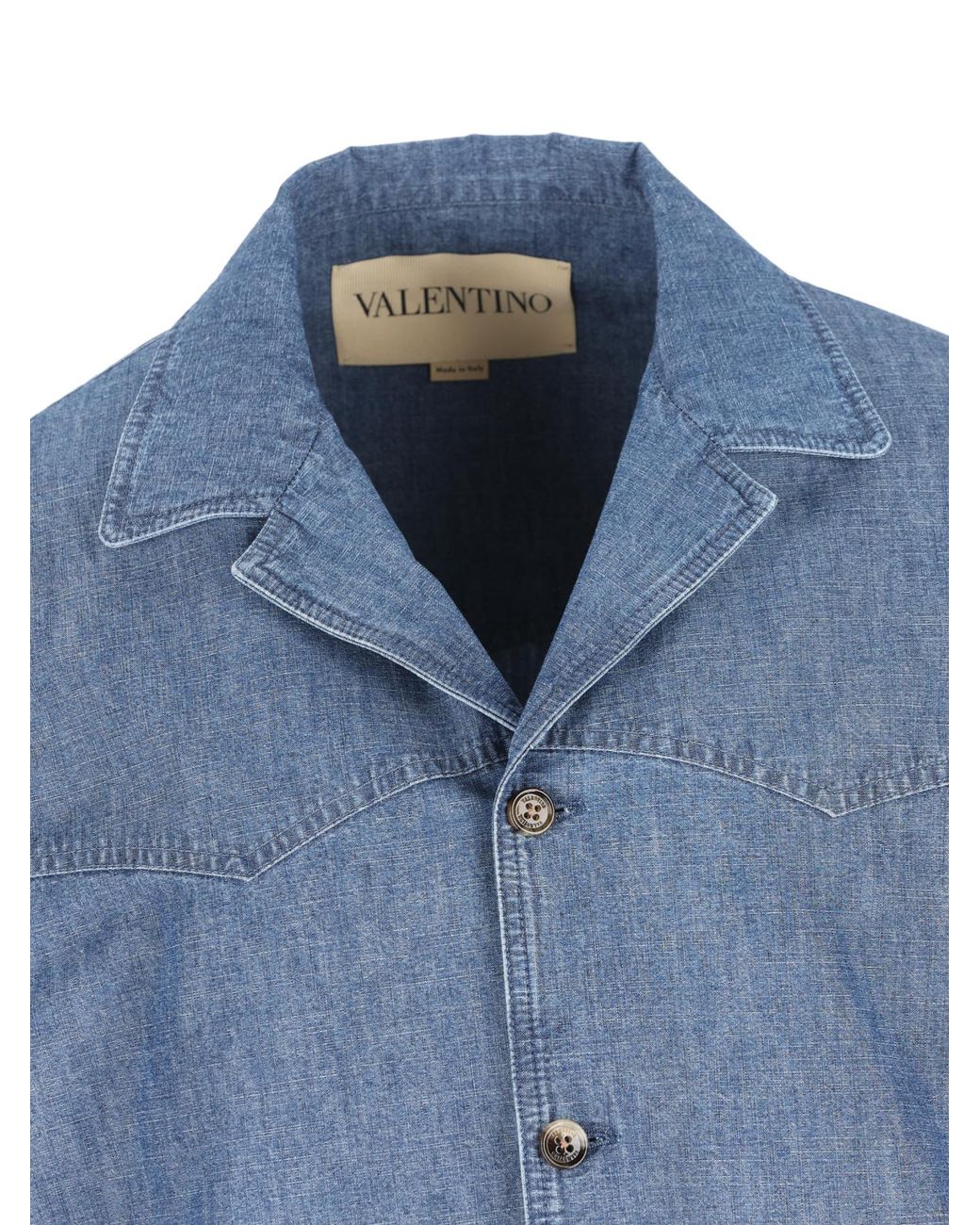 Valentino Blue Button-Up Denim Shirt for men
