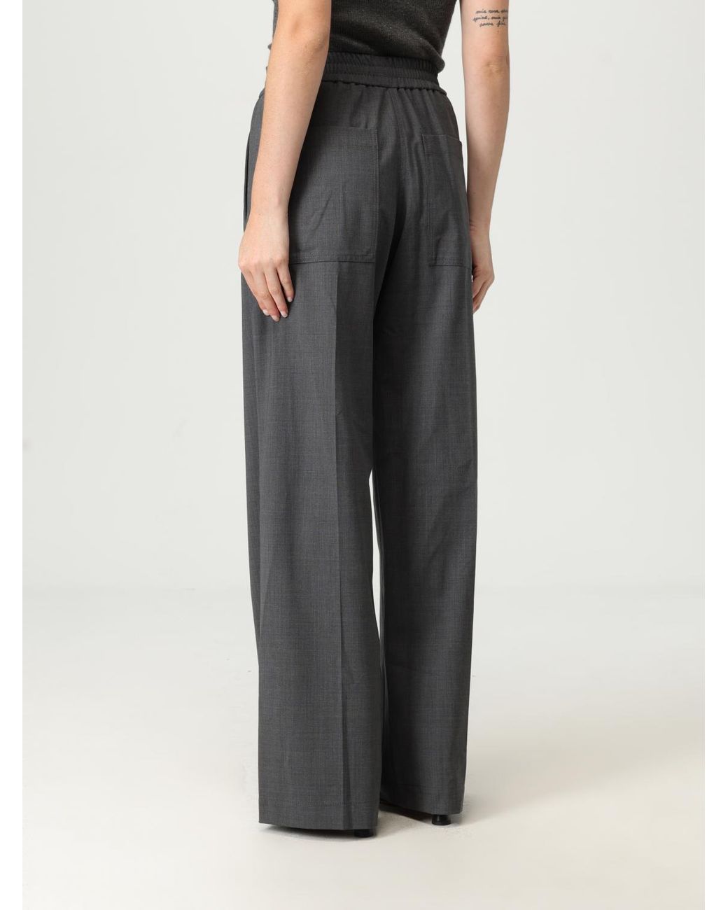 Brunello Cucinelli Gray Stretch Virgin Wool Fluid Trousers