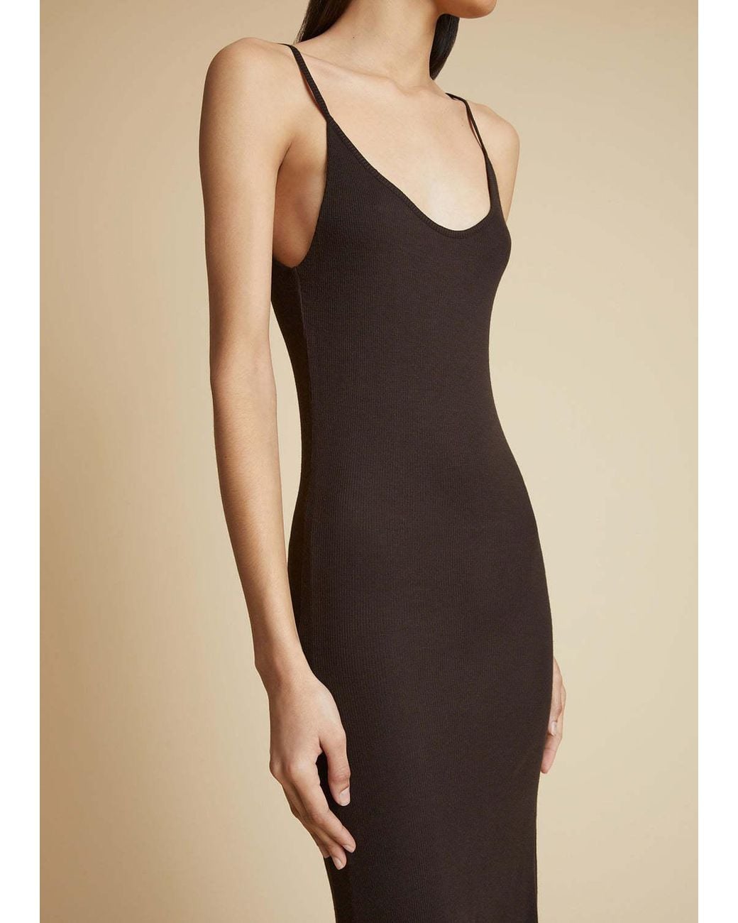 Khaite Brown Leesal Sleeveless Midi Dress