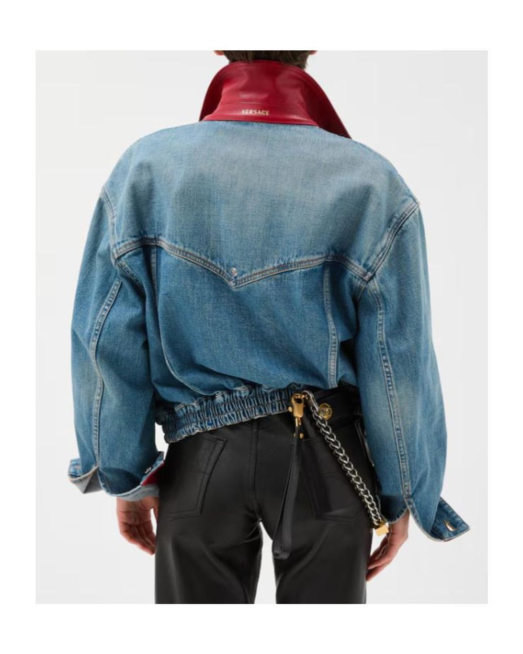 Versace Blue Cropped Button-Up Denim Jacket