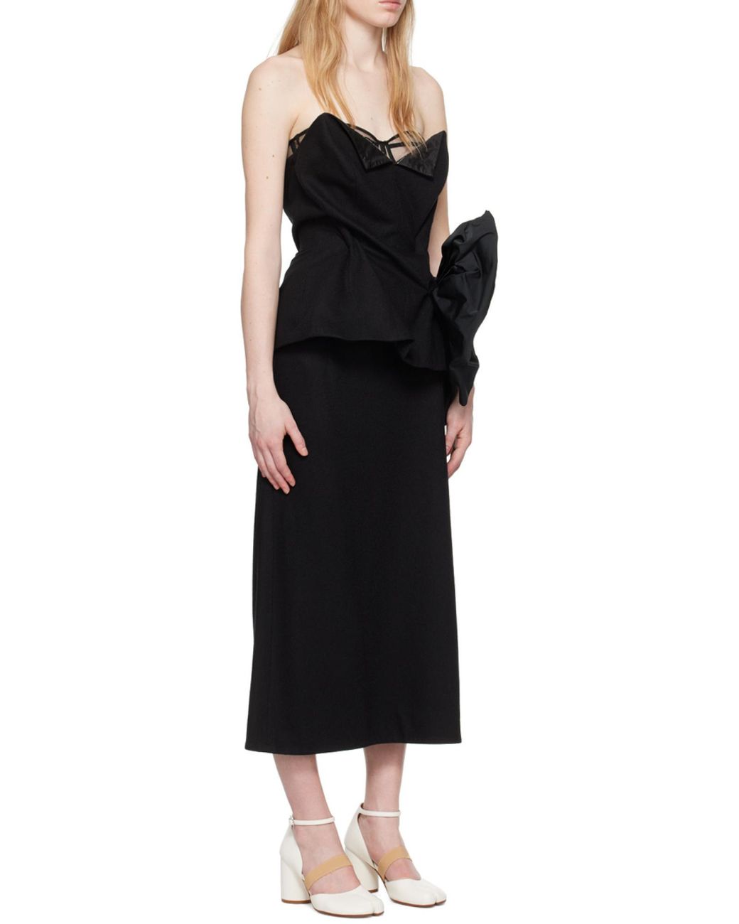 Maison Margiela Black Décortiqué Strapless Midi Dress