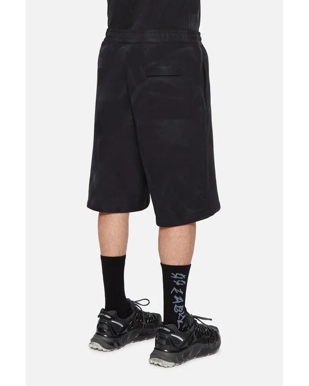 44 Label Group Black Logo-Print Faded-Effect Shorts for men