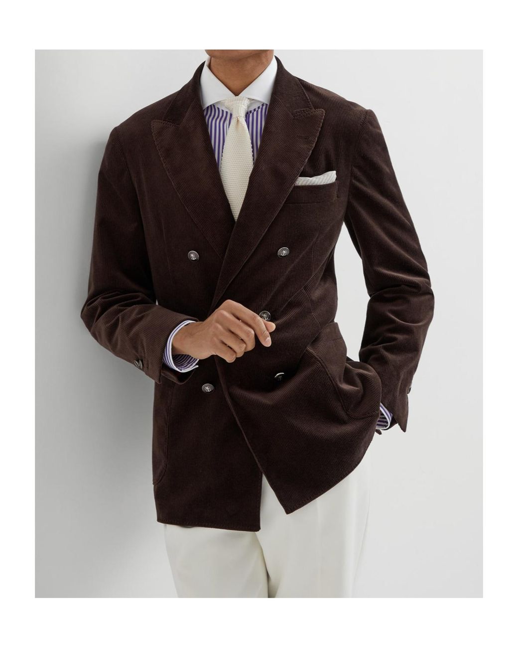 Brunello Cucinelli Purple Striped Shirt for men