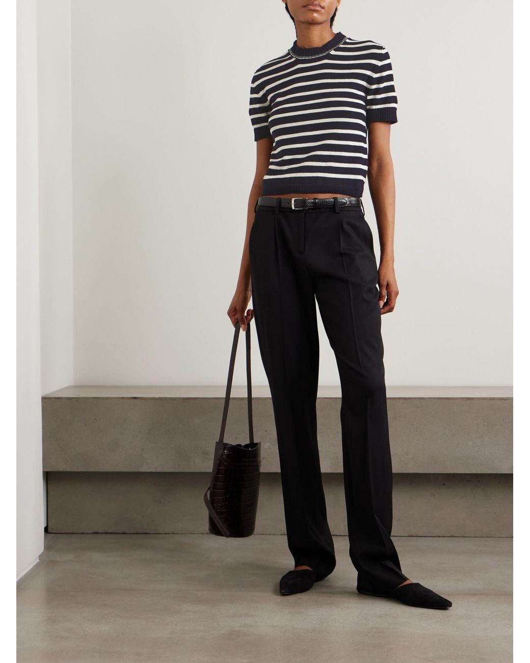 &Daughter Blue Shona Striped Organic Cotton Top