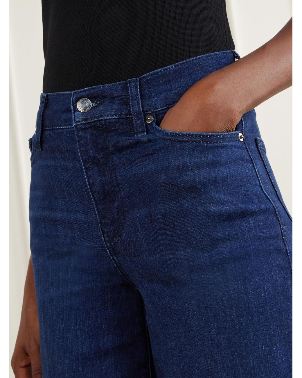 FRAME Blue Form-Fitting Wide-Leg Jeans