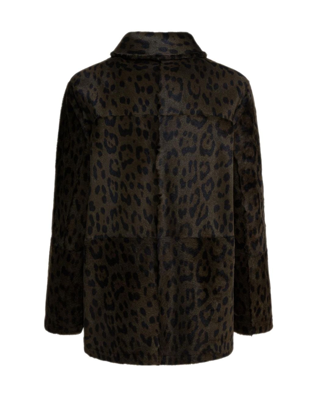 FURLING BY GIANI Black Leopard Pockets Coat