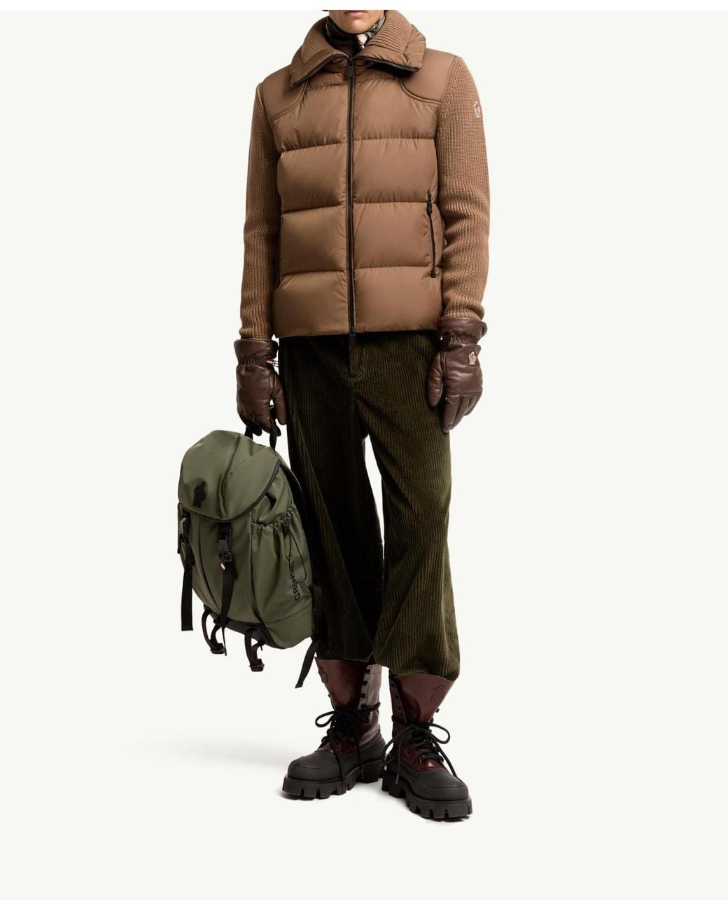 Moncler Brown Padded Wool Zip-Up Cardigan for men