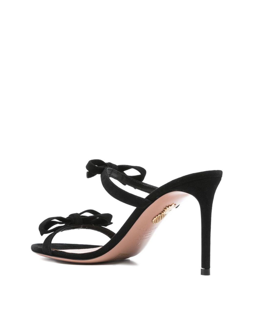Aquazzura Black 100Mm Soave Bow-Embellished Stiletto Sandals