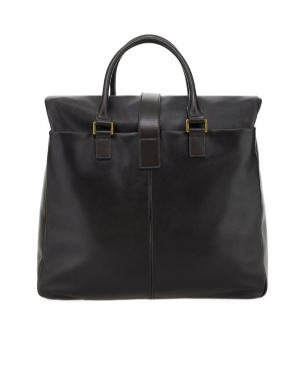 Emporio Armani Black Leather Buckle-Fastening Tote Bag for men