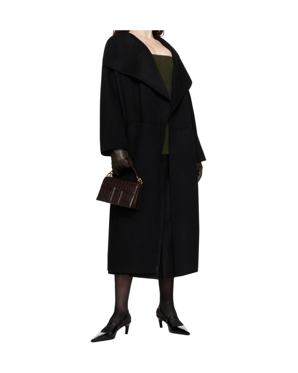 Totême Black Totême Side-Slit Draped Coat