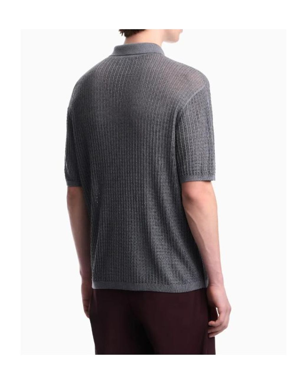 Emporio Armani Gray Polo Collar Sweater for men