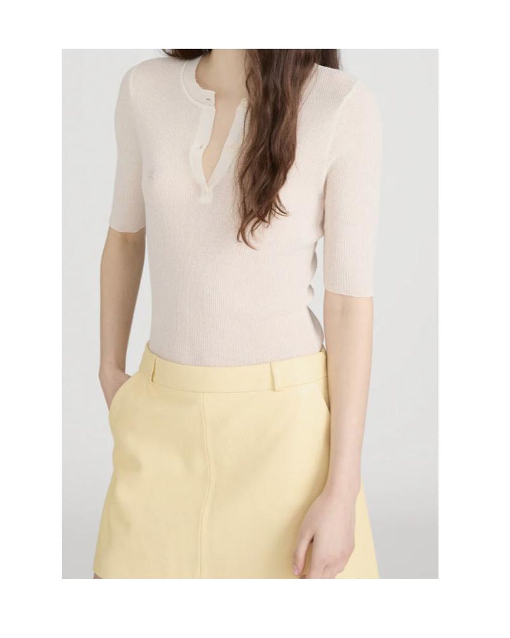 FRAME White The Henley Rib Tee