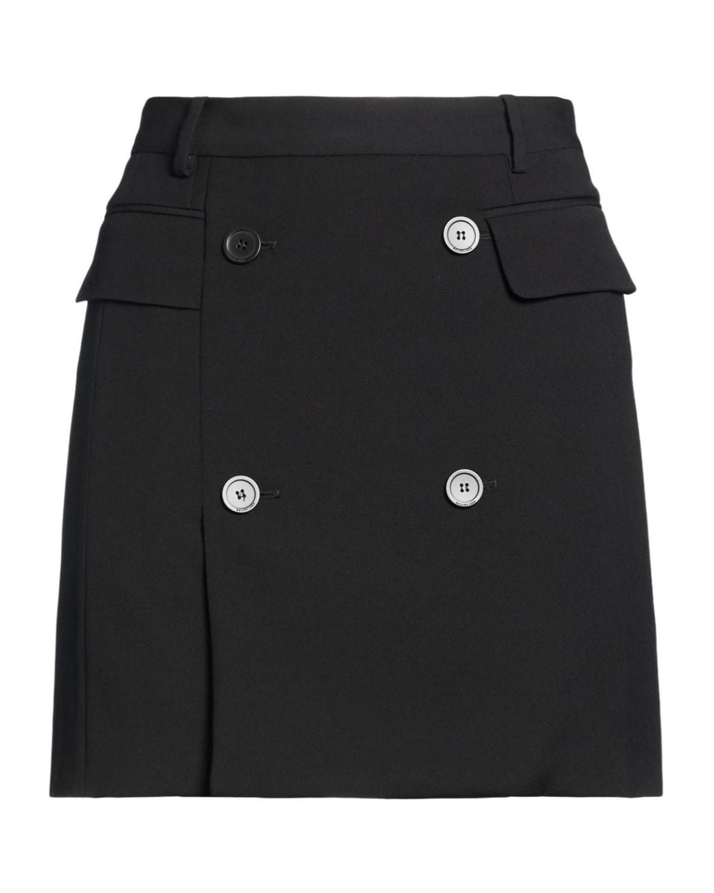Balenciaga Black Solid-Colored Wrap Midi Skirt