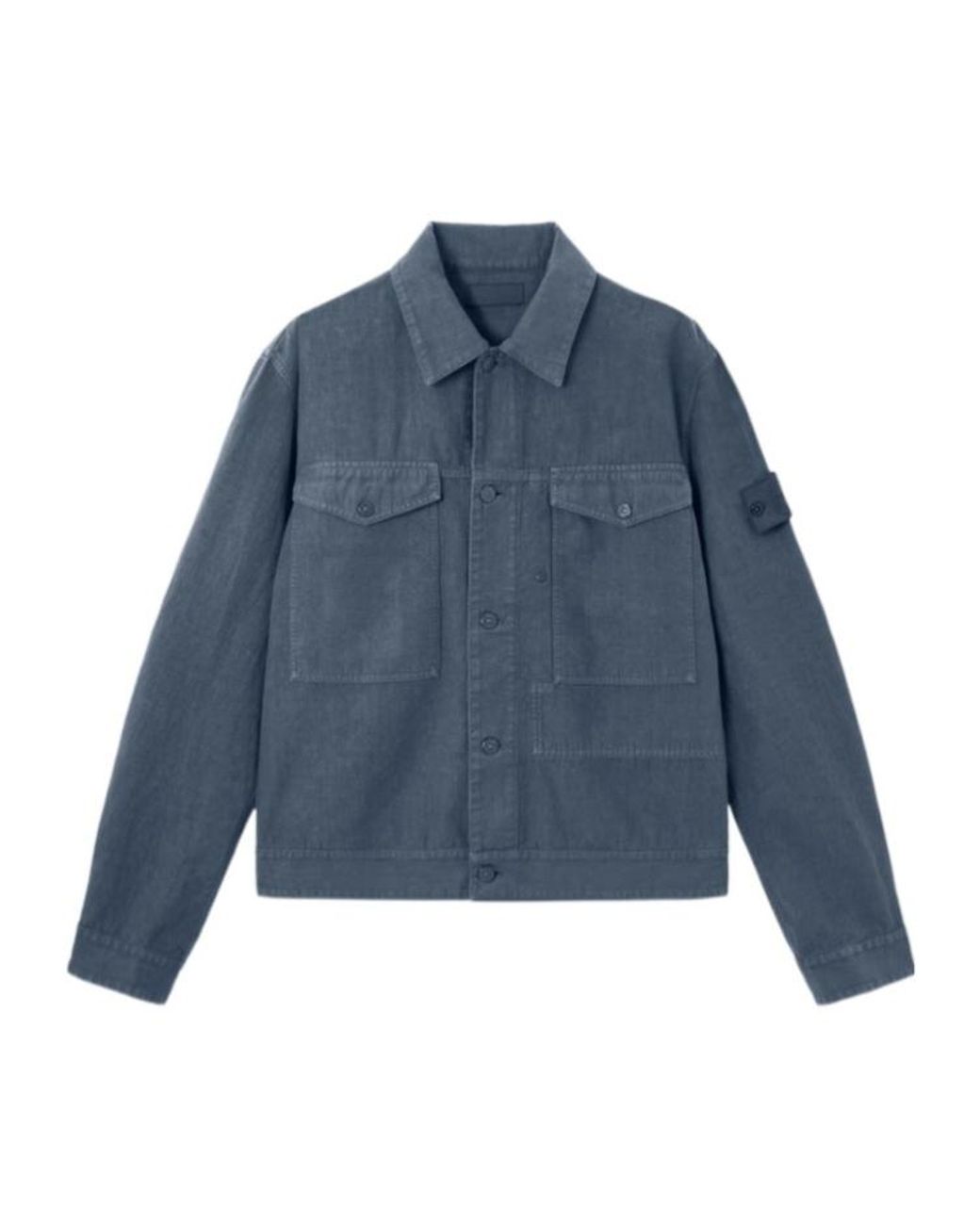 Stone Island Blue Buttoned Flap-Pocket Jacket for men