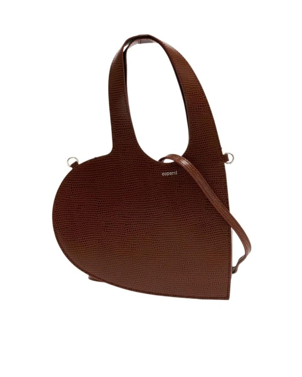 Coperni Brown Mini Heart Top Handle Tote Bag