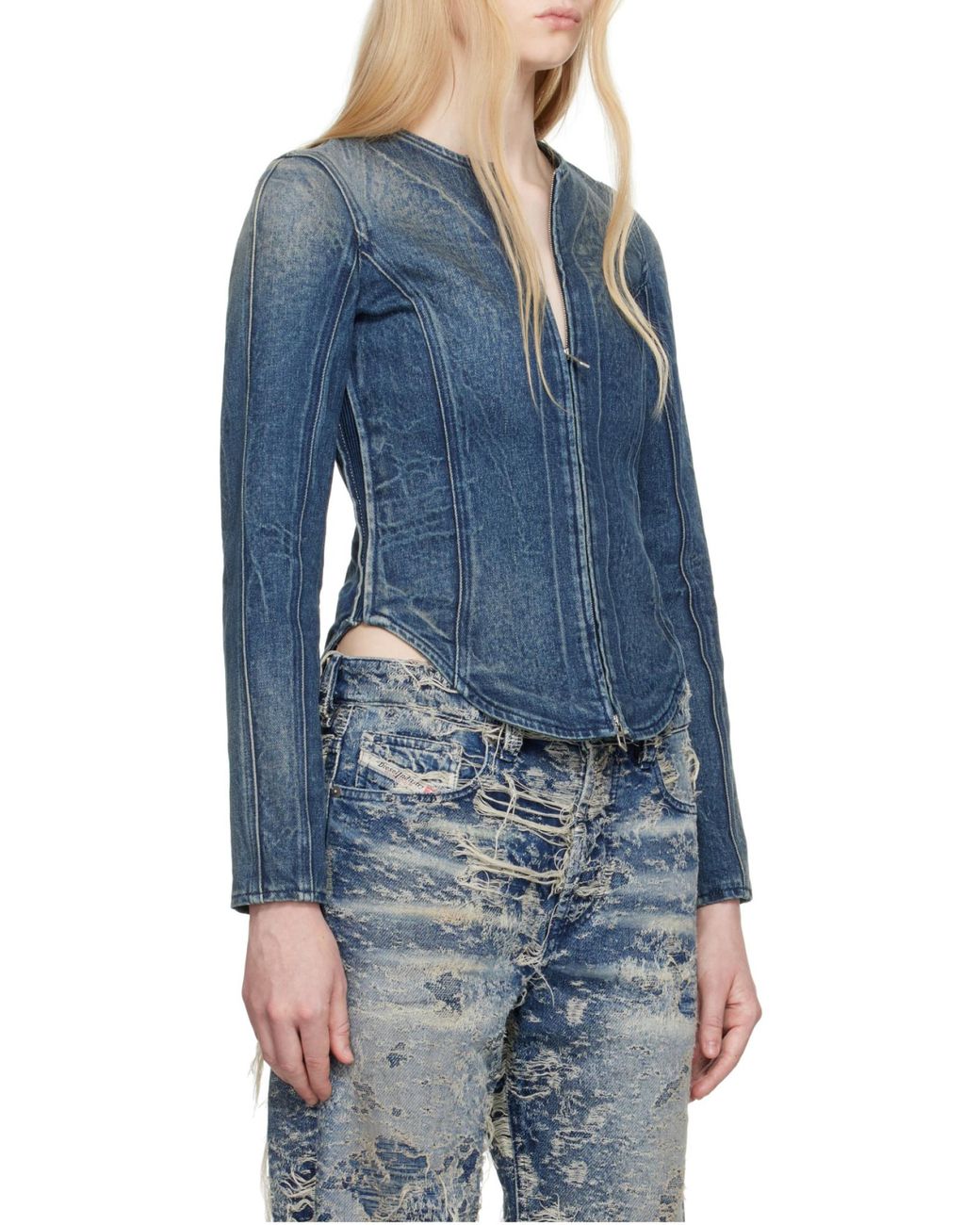 DIESEL Blue Zip-Up Denim Jacket