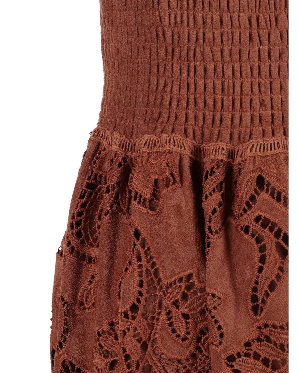 Ermanno Scervino Brown Lace-Embroidered Tiered Maxi Dress