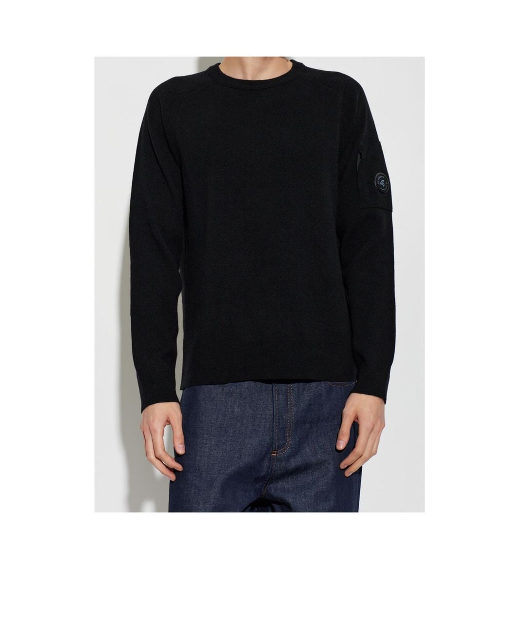 C P Company Black Sleeve-Pocket Knitted Sweater for men