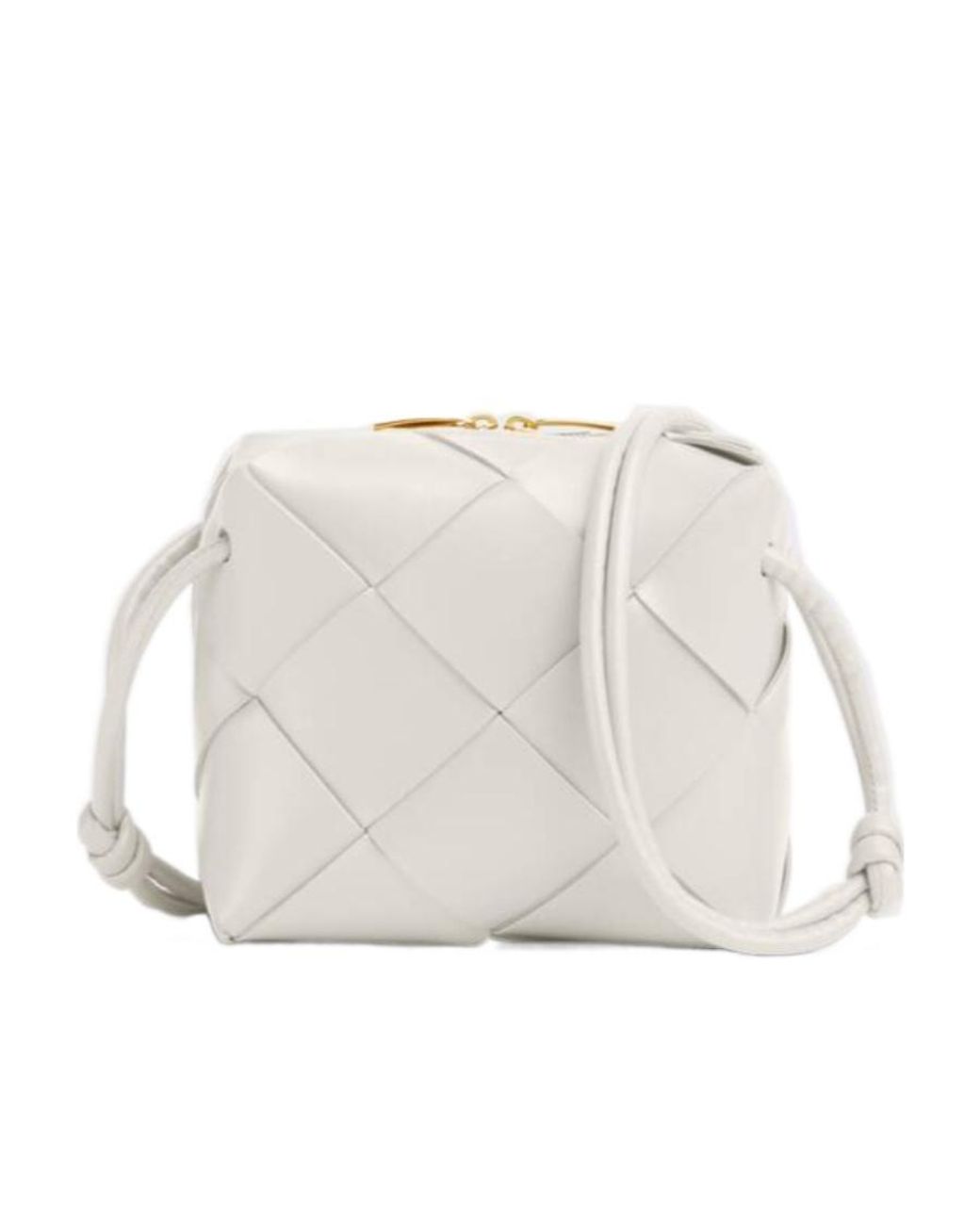 Bottega Veneta White Woven Designed Shoulder Bag