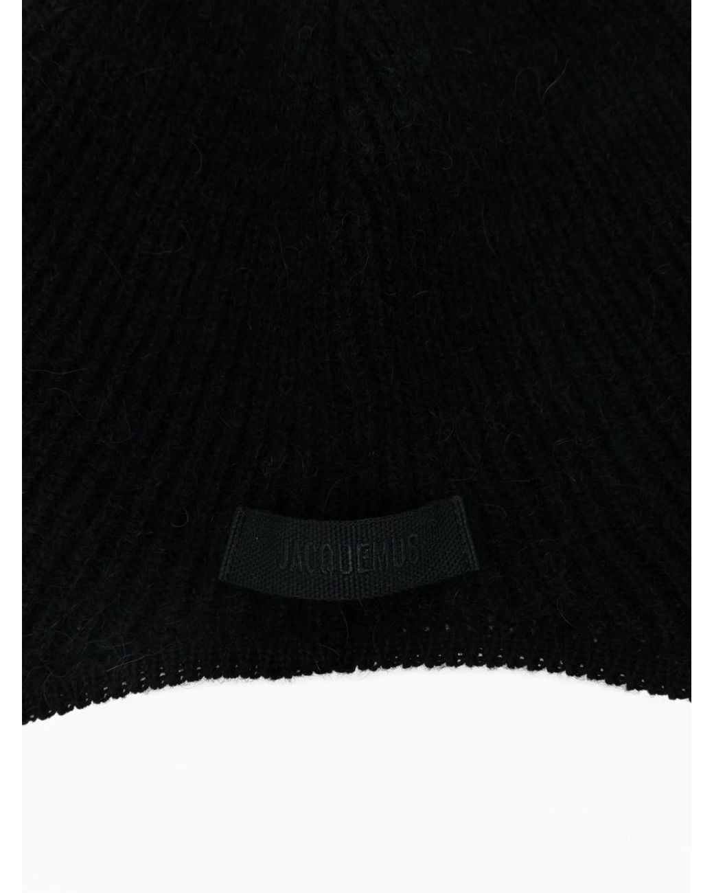 Jacquemus Black La Capuche Gros Grain Knitted Hat