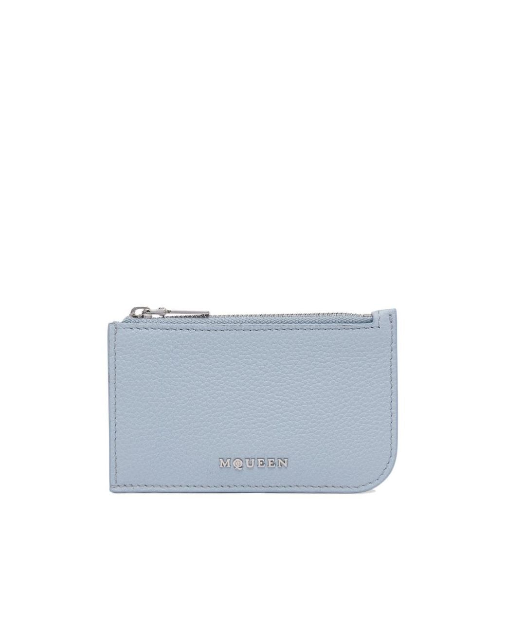 McQueen Blue Logo Plaque Zipped Wallet for men