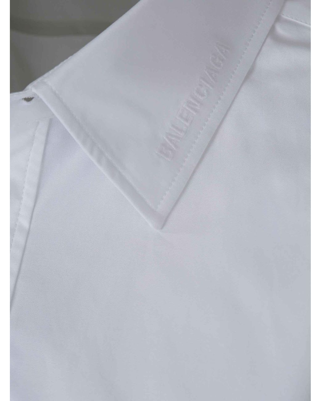 Balenciaga White Chest Pocket Long-Sleeved Shirt