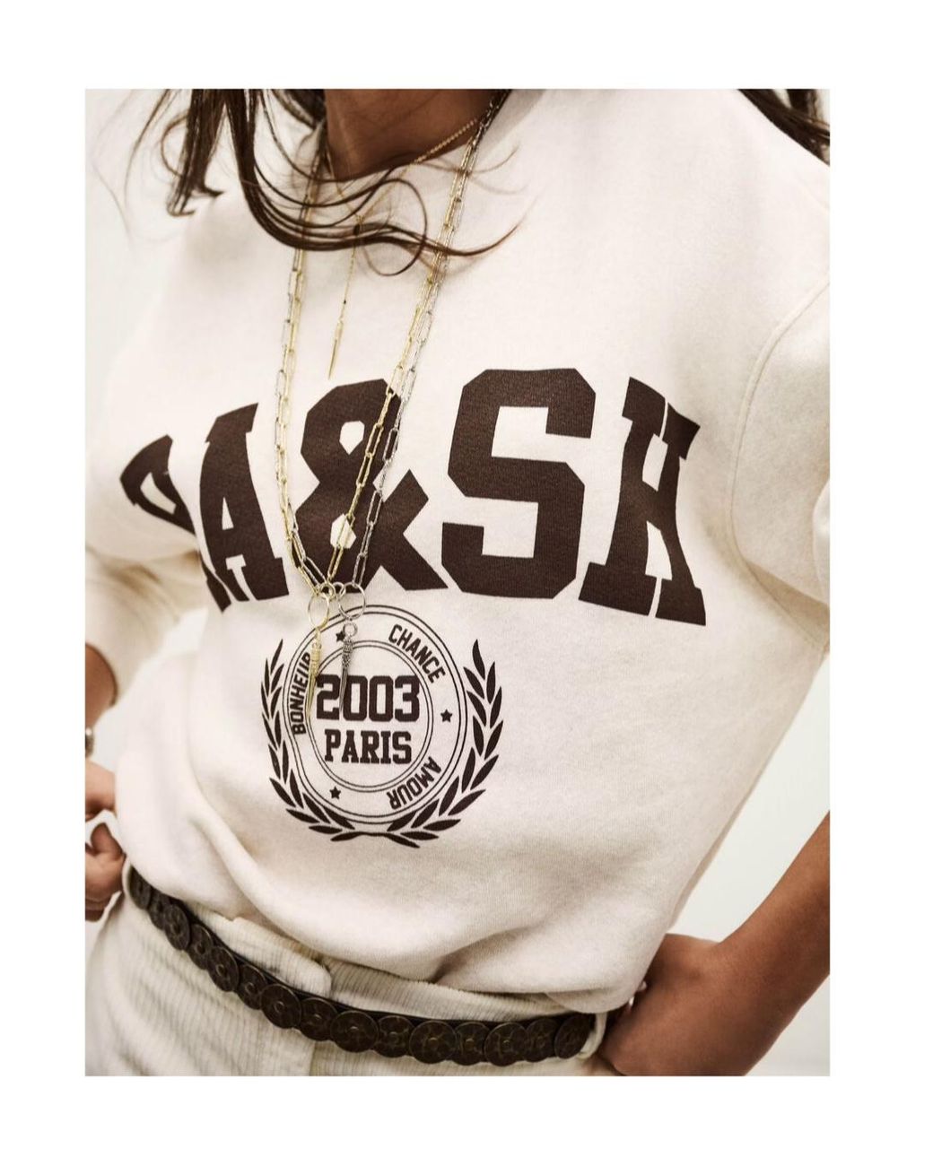 Ba&sh Natural Logo Crewneck Sweatshirt