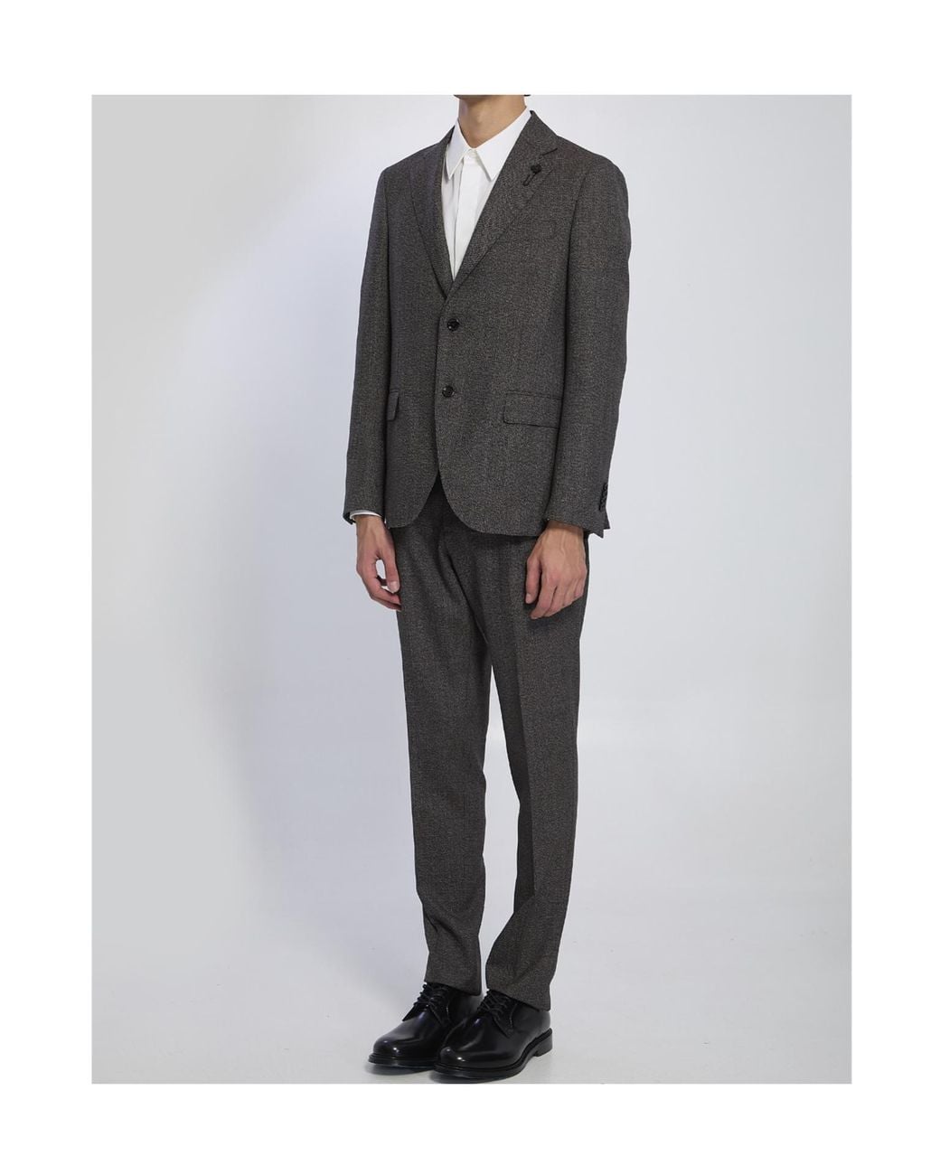 Lardini Black Single-Breasted V-Neck Suit for men