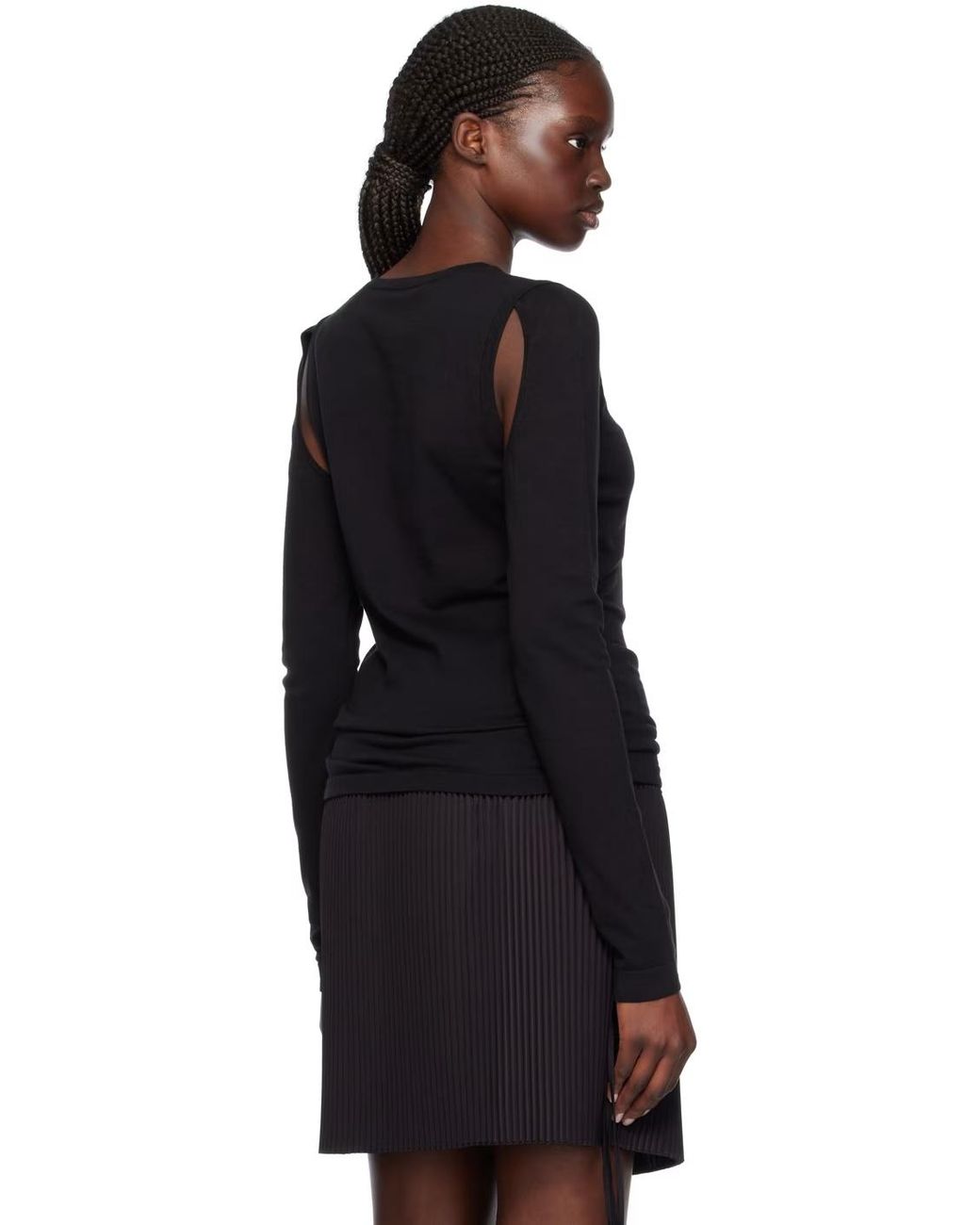 Helmut Lang Black Cut-Out Fine-Knit Jumper