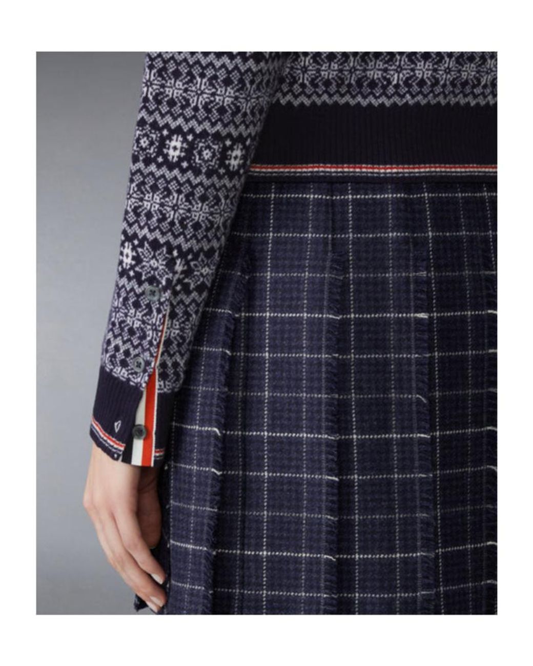 Thom Browne Blue Merino Wool Jacquard Snowflake Cardigan