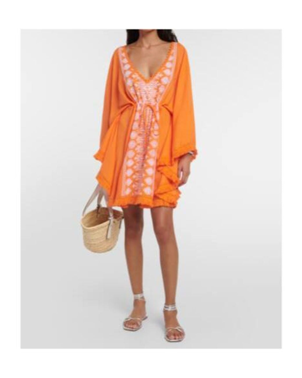 Melissa Odabash Orange Isabelle Embroidered Minidress