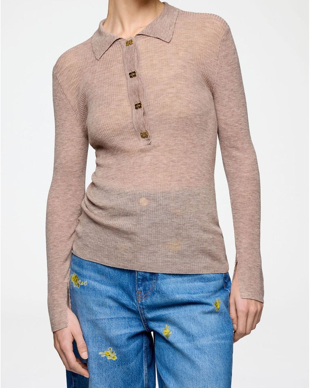 Ganni Pink Polo Shirt