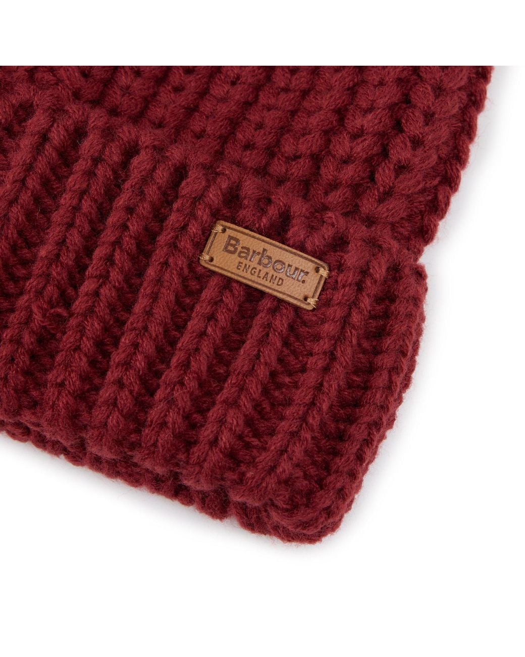 Barbour Red Knitted Beanie And Scarf Set