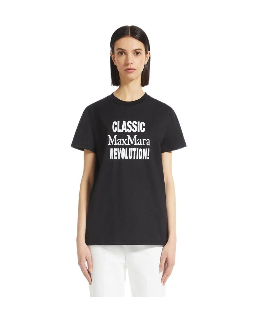 Max Mara Black Slogan-Print T-Shirt