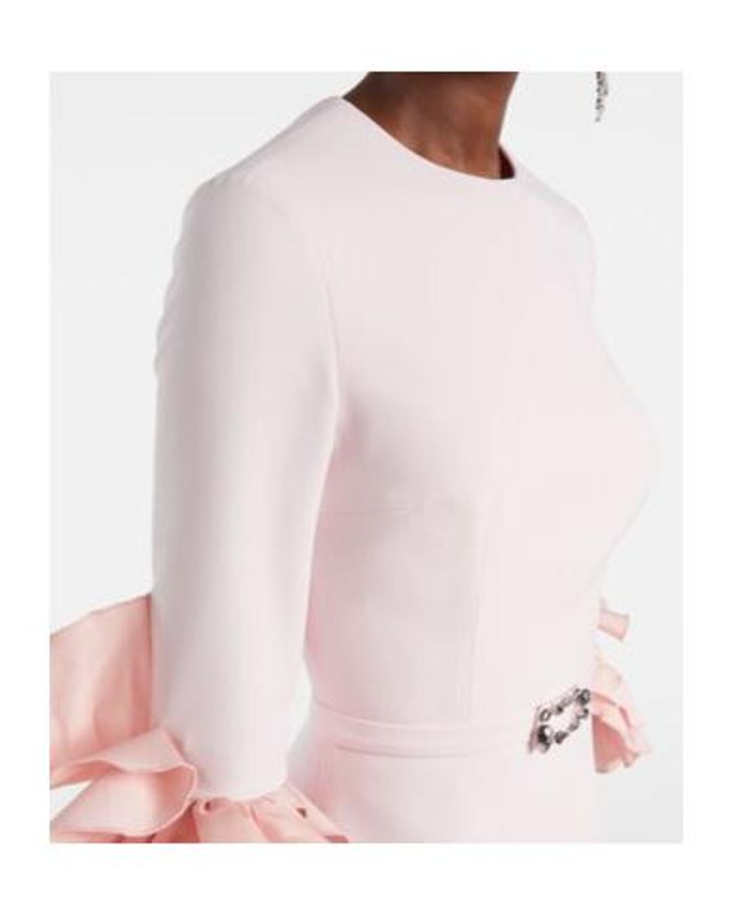Safiyaa Pink Belen Ruffled Crepe Gown