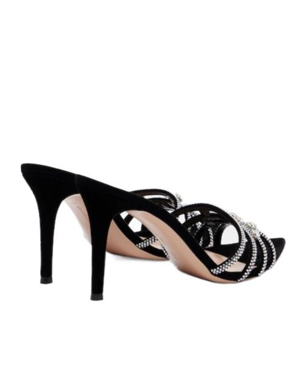 Gianvito Rossi White Embellished Suede Mules