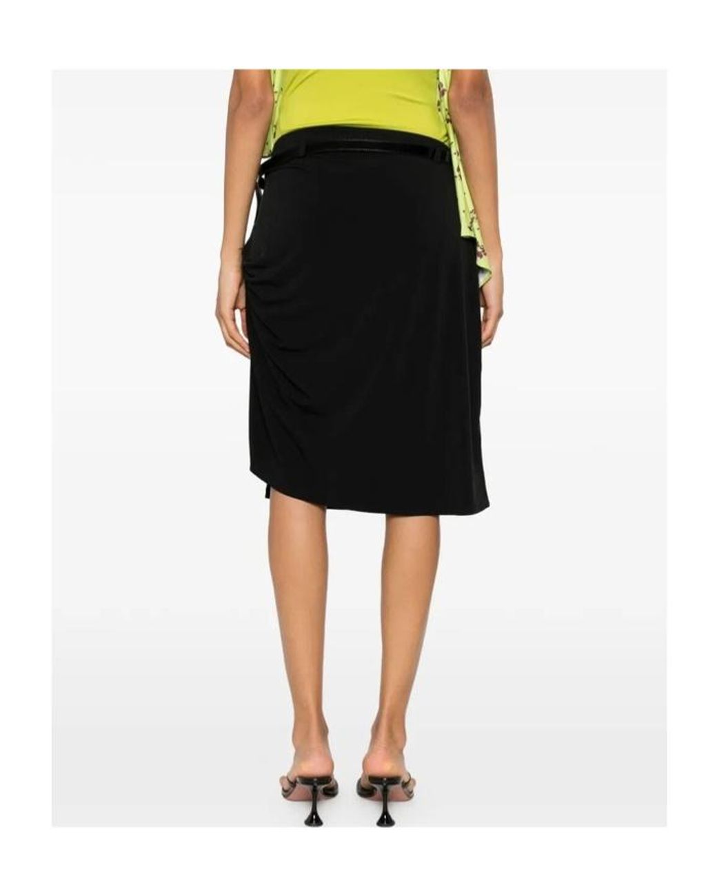 Coperni Black Belted Ruched Midi Skirt
