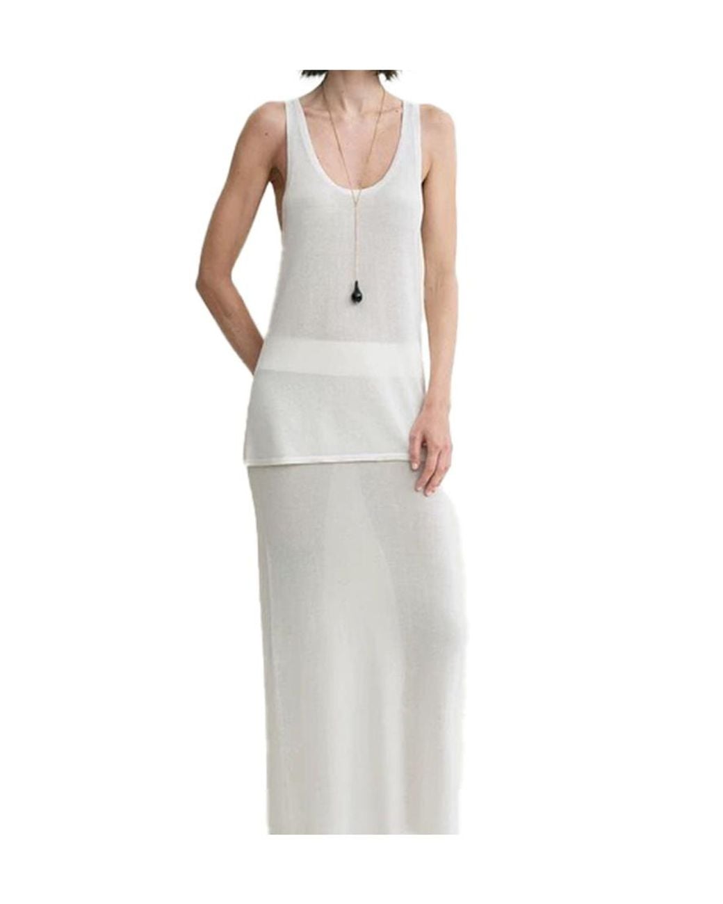 Totême White Totême Sleeveless Knitted Tank Top