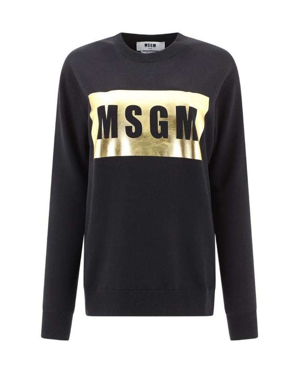 MSGM Black Metallic Logo Print Sweatshirt