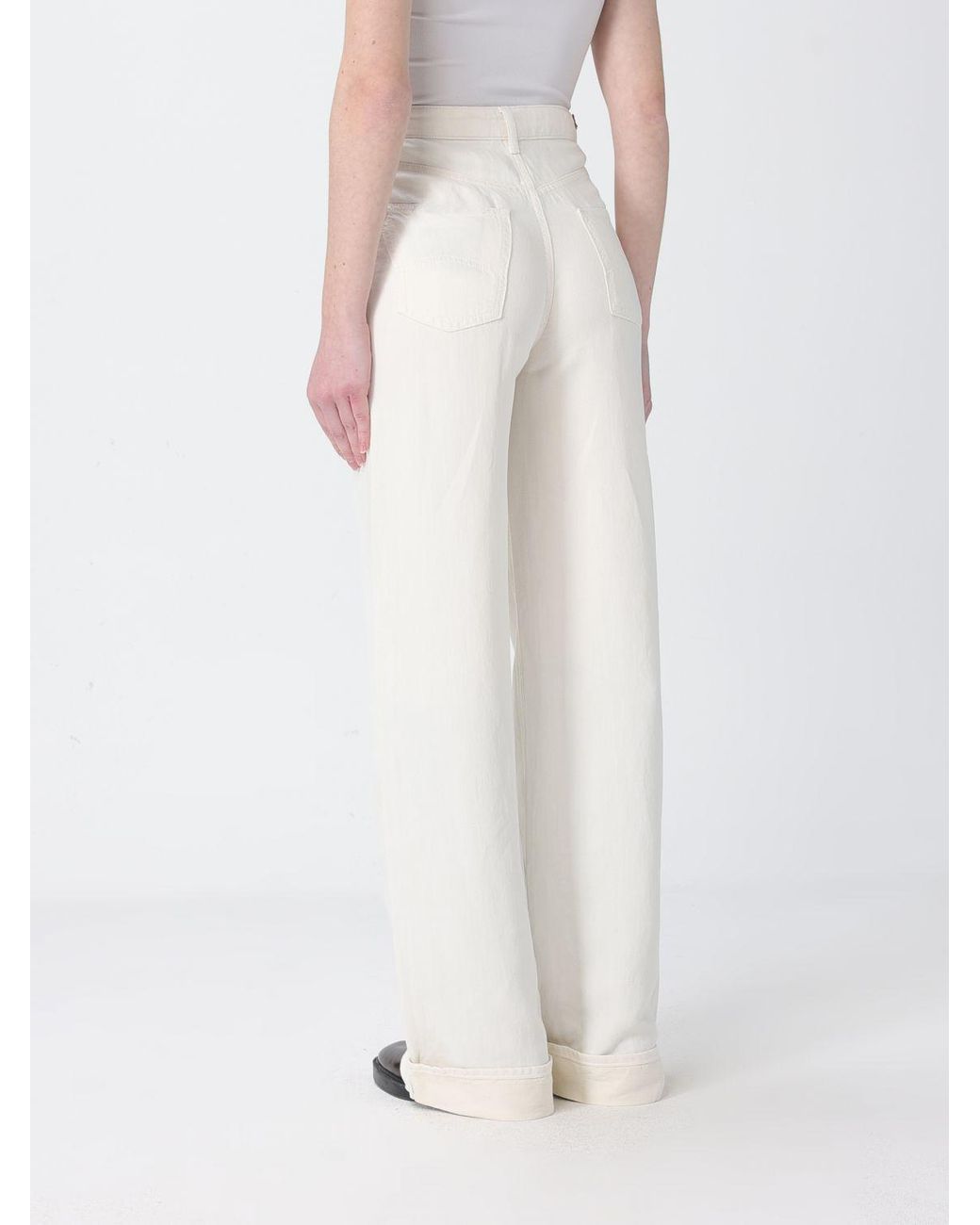 Emporio Armani White エンポリオ アルマーニ ハイライズ ワイドレッグ ジーンズ